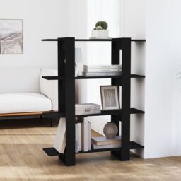 Berkfield Home Book Cabinet/Room Divider Black 100x30x123.5 cm - thumbnail 1