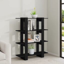 Berkfield Home Book Cabinet/Room Divider Black 100x30x123.5 cm - thumbnail 6