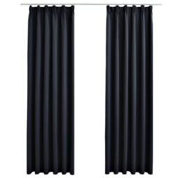 Berkfield Home Blackout Curtains with Hooks 2 pcs Anthracite 140x225 cm in Black - thumbnail 1