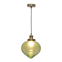 First Choice Lighting Set of 2 Layla - Green & Antique Brass Ceiling Pendant Lights - thumbnail 3