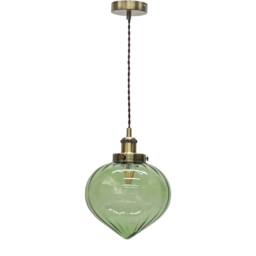First Choice Lighting Set of 2 Layla - Green & Antique Brass Ceiling Pendant Lights - thumbnail 2