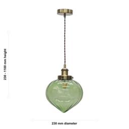 First Choice Lighting Set of 2 Layla - Green & Antique Brass Ceiling Pendant Lights - thumbnail 6