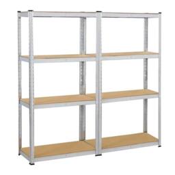 KORVIXA Garage Storage Shelves 4-Tier in Silver - Size: 0.6m2