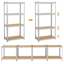 KORVIXA Garage Storage Shelves 4-Tier in Silver - Size: 0.6m2 - thumbnail 5