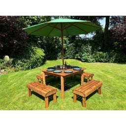 Charles Taylor Knights Eight Seater Garden Furniture Table Set - Fully Assembled in Light Brown - thumbnail 4