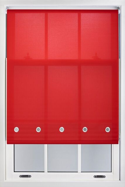 Furnished Red Daylight Roller Blind with Chrome Round Eyelets - Trimmable Window Shade - Size: 50 cm width x 165 cm drop - image 1