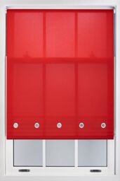 Furnished Red Daylight Roller Blind with Chrome Round Eyelets - Trimmable Window Shade - Size: 50 cm width x 165 cm drop