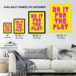 "Artery8 Do It For The Plot Retro Yellow Pink Funny Cheeky Wall Art Print - Size: W12"" x H16""" - thumbnail 3