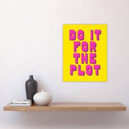 "Artery8 Do It For The Plot Retro Yellow Pink Funny Cheeky Wall Art Print - Size: W12"" x H16""" - thumbnail 4