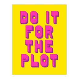 "Artery8 Do It For The Plot Retro Yellow Pink Funny Cheeky Wall Art Print - Size: W12"" x H16""" - thumbnail 1