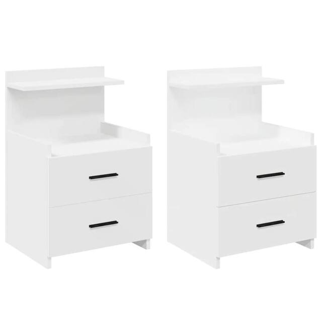 Berkfield Home Bedside Cabinets 2 pcs with 2 Drawers White 40x36.5x62 cm - image 1