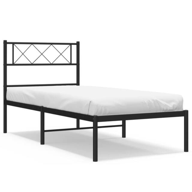 Berkfield Home Metal Bed Frame with Headboard Black 90x190 cm Single - image 1