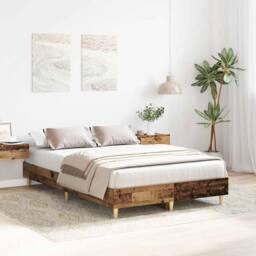 Berkfield Home Bed Frame No Mattress Old Wood 120x190 cm Small Double Engineered Wood in Brown - thumbnail 3