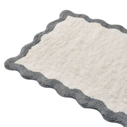 Wyld and Coco Cotton Bath Mat 60 x 90 cm Beige Grey Geometric Wavy Edge - Size: 1600mm x 900mm - thumbnail 3