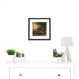 Artery8 Apol Pigs In A Sty Painting 8X8 Inch Square Wooden Framed Wall Art Print Picture with Mount in Black - thumbnail 2