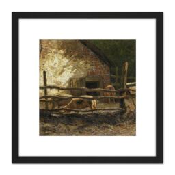 Artery8 Apol Pigs In A Sty Painting 8X8 Inch Square Wooden Framed Wall Art Print Picture with Mount in Black - thumbnail 1
