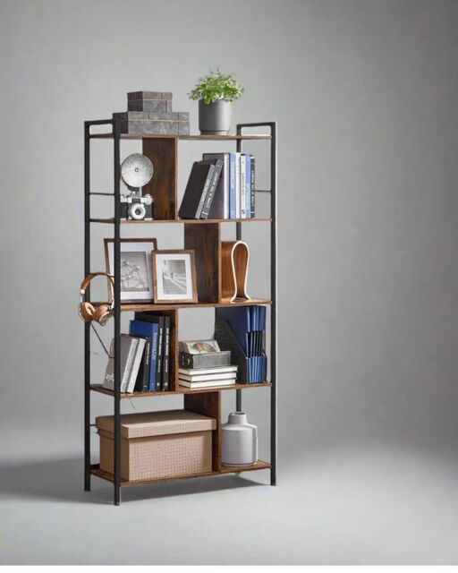 Modcraft Industrial Style Shelf for Living Room with Steel & Particleboard in Brown - Size: Large - image 1