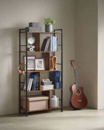 Modcraft Industrial Style Shelf for Living Room with Steel & Particleboard in Brown - Size: Large - thumbnail 3