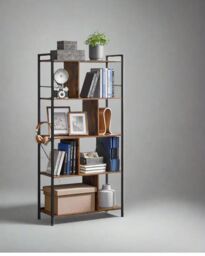 Modcraft Industrial Style Shelf for Living Room with Steel & Particleboard in Brown - Size: Large