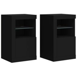 Berkfield Home Side Cabinets with LED Lights 2 pcs Black Engineered Wood - thumbnail 2