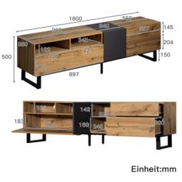 STILVORA TV Stand 180 cm with Drawers & Storage in Natural - thumbnail 4
