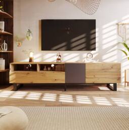 STILVORA TV Stand 180 cm with Drawers & Storage in Natural - thumbnail 2