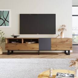 STILVORA TV Stand 180 cm with Drawers & Storage in Natural - thumbnail 3