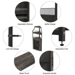 VOGREX Corner Tall Wine Bar Cabinet Sturdy with Removable in Black - thumbnail 5