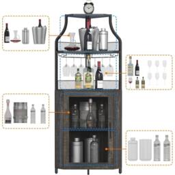 VOGREX Corner Tall Wine Bar Cabinet Sturdy with Removable in Black - thumbnail 4