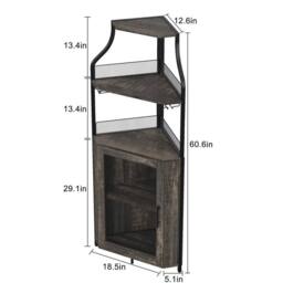 VOGREX Corner Tall Wine Bar Cabinet Sturdy with Removable in Black - thumbnail 2