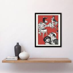 Artery8 Apachentanze Gramophone Dancers Moriz Jung Framed Wall Art Print in Red - Size: A4 - thumbnail 4
