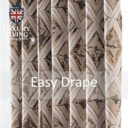 Luxury Living Luxury Diamond Jacquard Metallic Fully Lined Ring Top Curtains in Cream - Size: 168 cm width x 229 cm drop - thumbnail 4
