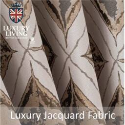 Luxury Living Luxury Diamond Jacquard Metallic Fully Lined Ring Top Curtains in Cream - Size: 168 cm width x 229 cm drop - thumbnail 2