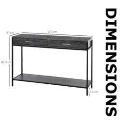 FURNOS 2 Tier Console Table With Drawers For Entryway Hallway Grey - thumbnail 7