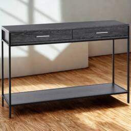 FURNOS 2 Tier Console Table With Drawers For Entryway Hallway Grey - thumbnail 5