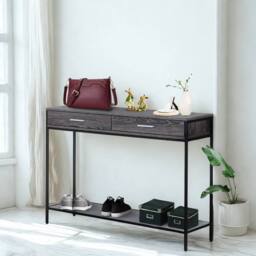FURNOS 2 Tier Console Table With Drawers For Entryway Hallway Grey - thumbnail 4