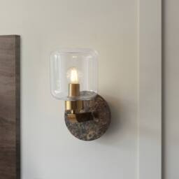 Netlighting Travi Wall Lamp Brown Vintage Brass & Glass E14 - thumbnail 2