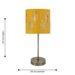 First Choice Lighting Set of 2 Antique Brass Stick Table Lamps with Ochre Fern Shades in Bronze - thumbnail 7