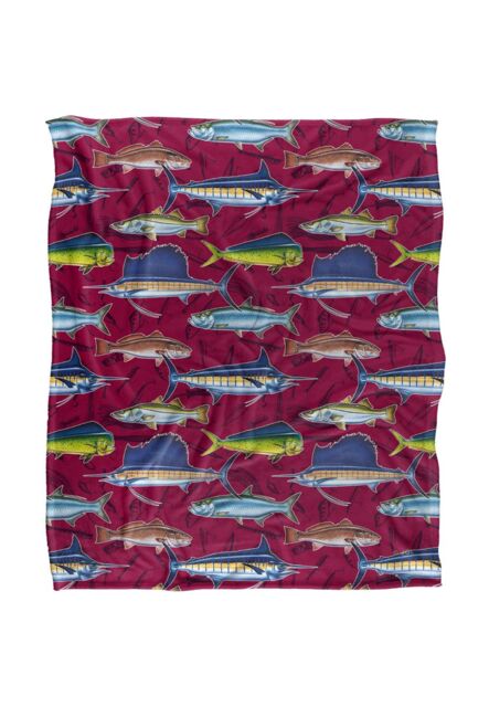 JQ Licensing Saltfish Fishing Pattern Silky Touch Super Soft Throw Blanket 152 X 127 cm in White - image 1