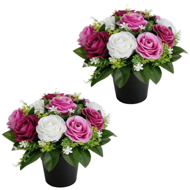 SPETLEK 2 Pack Artificial Grave Flowers Silk Cemetery Floral Purple - Size: 0.6m2 - image 1