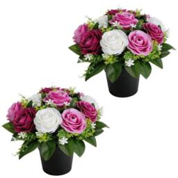 SPETLEK 2 Pack Artificial Grave Flowers Silk Cemetery Floral Purple - Size: 0.6m2 - thumbnail 3