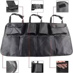 Kelvenix Car Boot Organiser with Hanging Pockets Large Storage Bag in Black - thumbnail 2