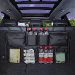 Kelvenix Car Boot Organiser with Hanging Pockets Large Storage Bag in Black - thumbnail 1