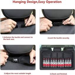 Kelvenix Car Boot Organiser with Hanging Pockets Large Storage Bag in Black - thumbnail 3