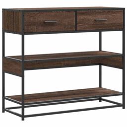 Berkfield Home Console Table Brown Oak 90x35x80 cm Engineered Wood - Size: 90 x 35 x 80 cm - thumbnail 2