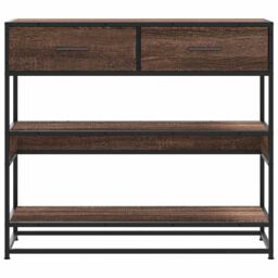 Berkfield Home Console Table Brown Oak 90x35x80 cm Engineered Wood - Size: 90 x 35 x 80 cm - thumbnail 4