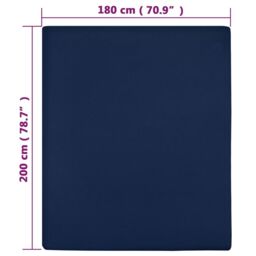 Berkfield Home Jersey Fitted Sheets 2 pcs Navy Blue 180x200 cm Cotton - thumbnail 4