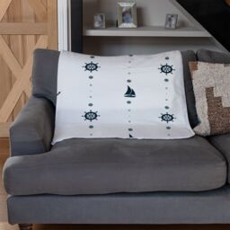 Benjamin Tate Design Anchor Wheel Sailboat Blanket in Natural - Size: 120 cm x 150 cm - thumbnail 2