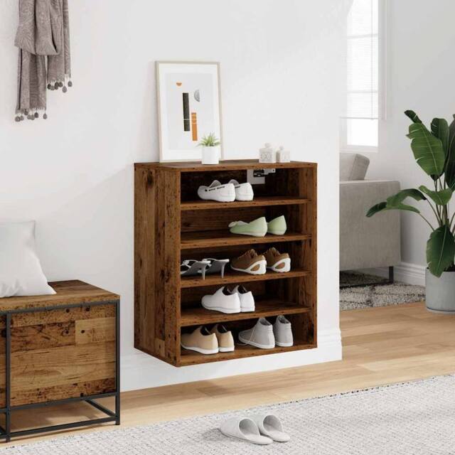 Berkfield Home Shoe Cabinet Old Wood 60x35x70 cm Engineered Wood in Brown - Size: 60 x 35 x 70 cm - image 1
