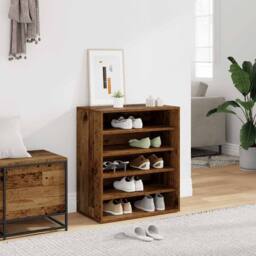 Berkfield Home Shoe Cabinet Old Wood 60x35x70 cm Engineered Wood in Brown - Size: 60 x 35 x 70 cm - thumbnail 2